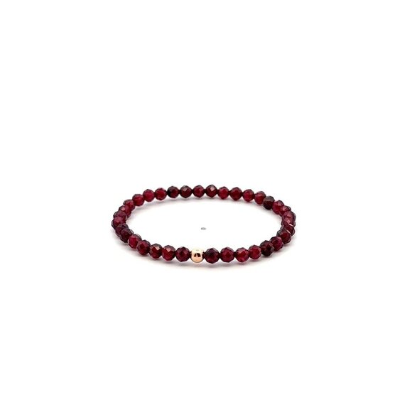 Natural Garnet Gemstone Mini 3mm 18K Rose Gold Charm Bead January Birthstone - Picture 1 of 5
